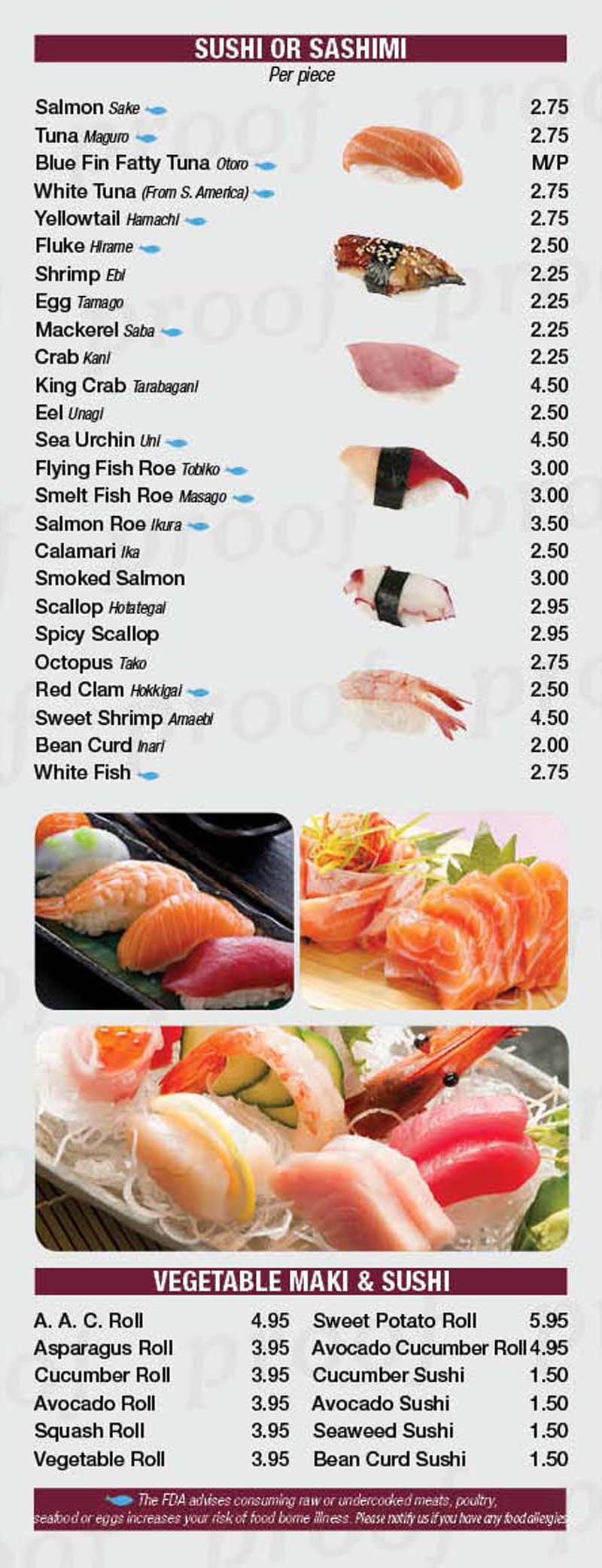 Sushi discount king menu